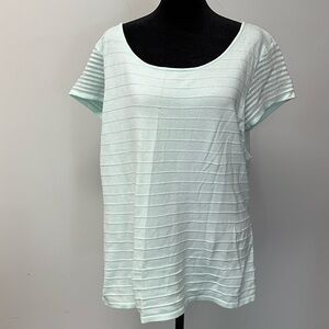 Alex Marie Short Sleeve Blouse Seafoam Green silver threading on sleeves size XL